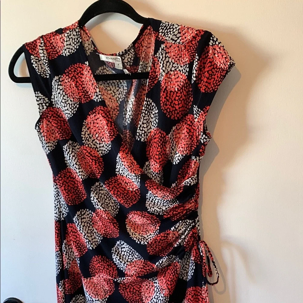 Evan Picone Red and Black Midi Dress - Picture 4 of 6